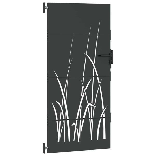 Garden Gate with Lock Black 85 x 200 cm Powder-coated steel