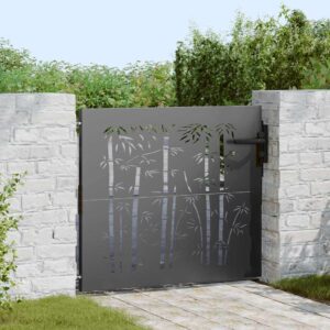 Garden Gate with Lock Black 105 x 100 cm Powder-coated steel