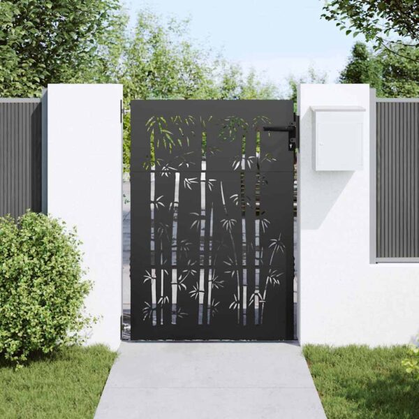 Garden Gate with Lock Black 105 x 150 cm Powder-coated steel