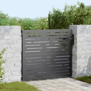 Garden Gate with Lock Black 105 x 100 cm Powder-coated steel