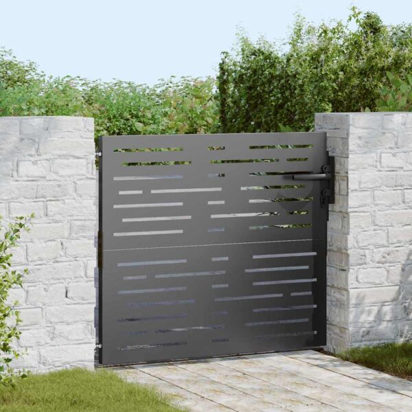 Garden Gate with Lock Black 105 x 100 cm Powder-coated steel