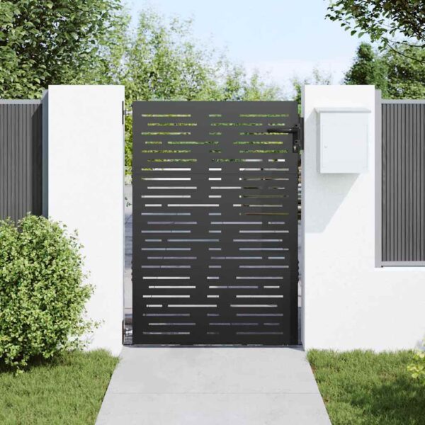 Garden Gate with Lock Black 105 x 125 cm Powder-coated steel