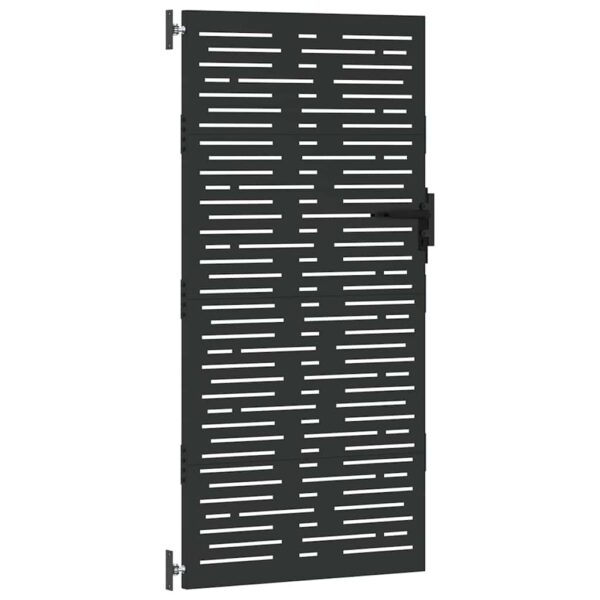 Garden Gate with Lock Black 105 x 175 cm Powder-coated steel