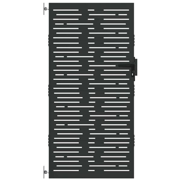 Garden Gate with Lock Black 105 x 200 cm Powder-coated steel