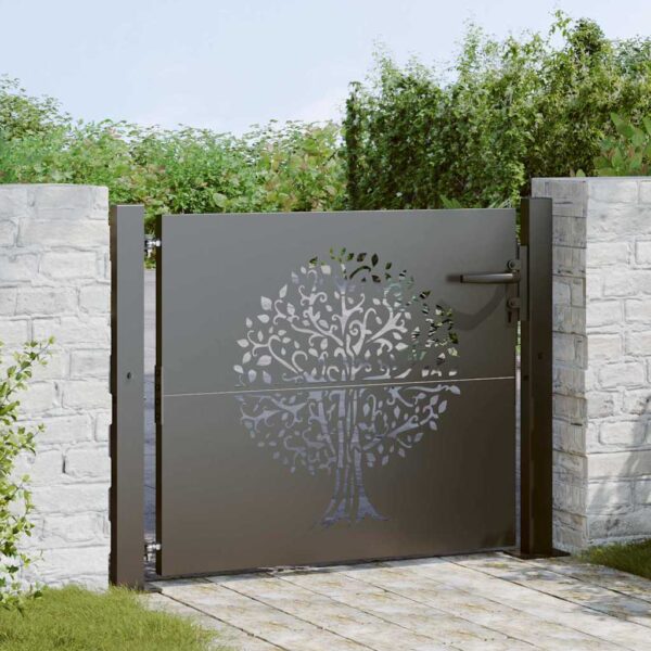 Garden Gate with Lock Black 105 x 100 cm Powder-coated steel