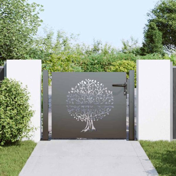 Garden Gate with Lock Black 105 x 100 cm Powder-coated steel