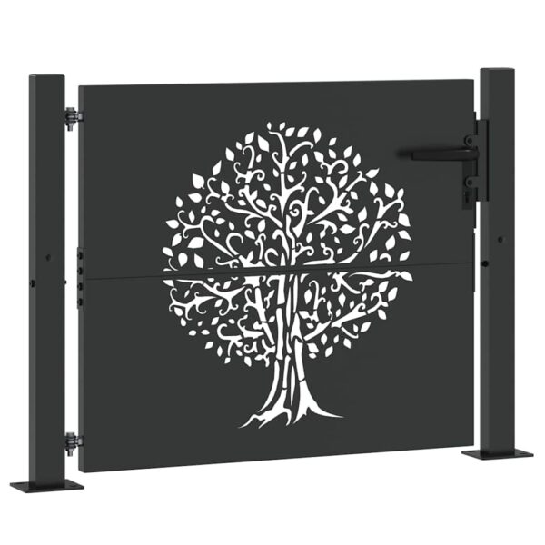 Garden Gate with Lock Black 105 x 100 cm Powder-coated steel