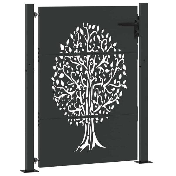 Garden Gate with Lock Black 105 x 125 cm Powder-coated steel