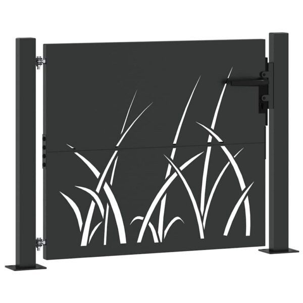 Garden Gate with Lock Black 105 x 100 cm Powder-coated steel