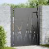 Garden Gate with Lock Black 105 x 150 cm Powder-coated steel