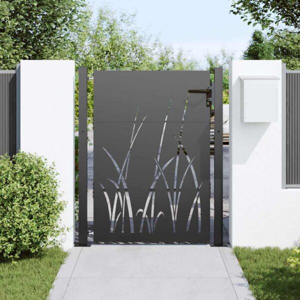 Garden Gate with Lock Black 105 x 150 cm Powder-coated steel