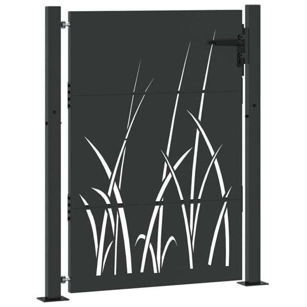 Garden Gate with Lock Black 105 x 150 cm Powder-coated steel