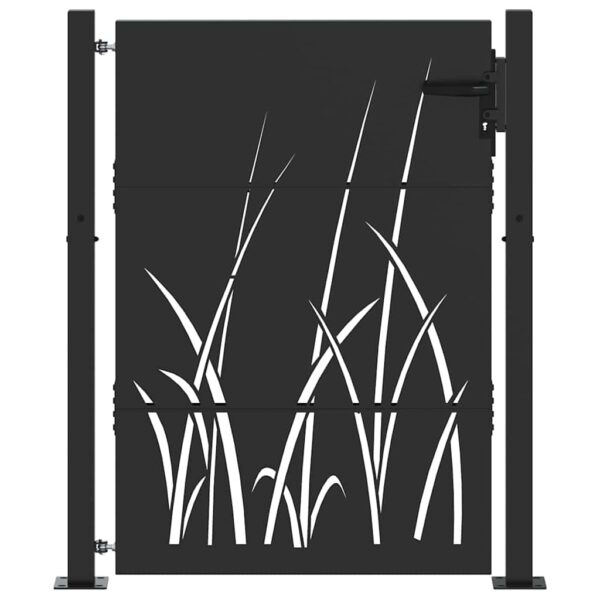 Garden Gate with Lock Black 105 x 150 cm Powder-coated steel