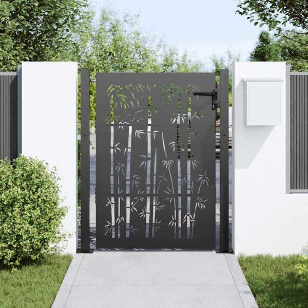 Garden Gate with Lock Black 105 x 150 cm Powder-coated steel