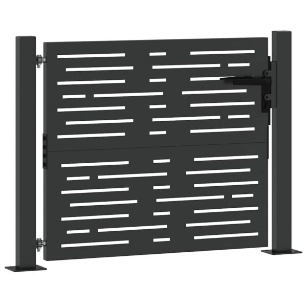 Garden Gate with Lock Black 105 x 100 cm Powder-coated steel