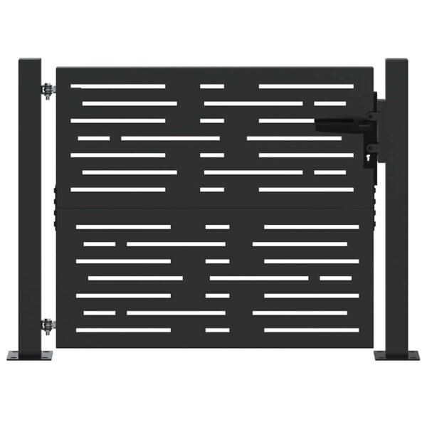 Garden Gate with Lock Black 105 x 100 cm Powder-coated steel
