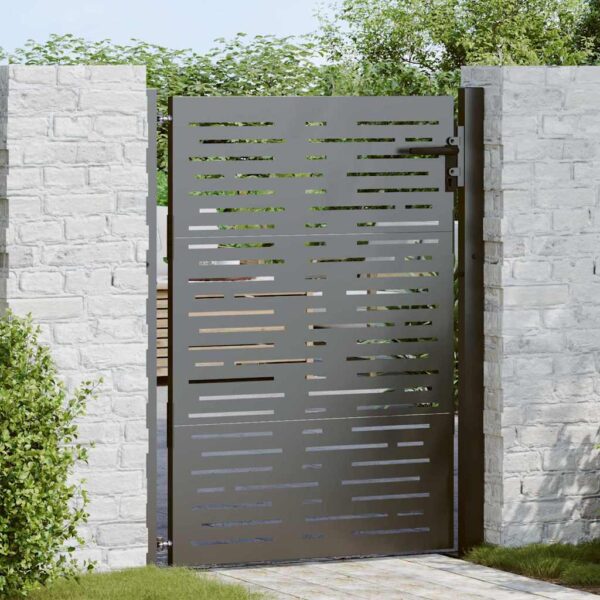 Garden Gate with Lock Black 105 x 125 cm Powder-coated steel