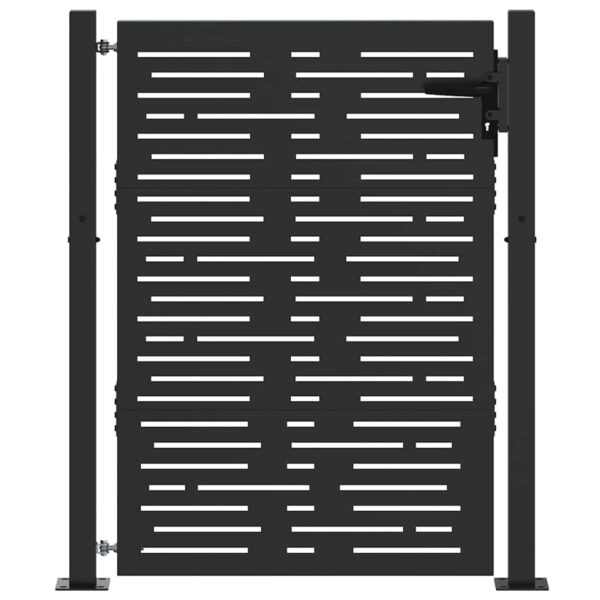 Garden Gate with Lock Black 105 x 125 cm Powder-coated steel