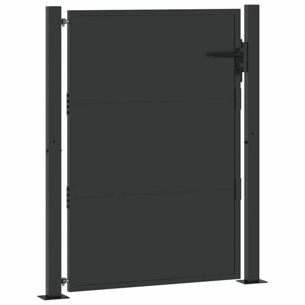 Garden Gate with Lock Black 100 x 125 cm Powder-coated steel