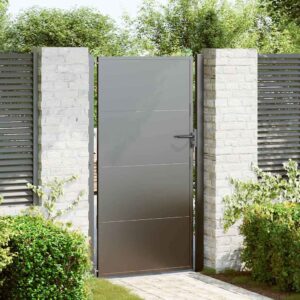Garden Gate with Lock Black 100 x 200 cm Powder-coated steel