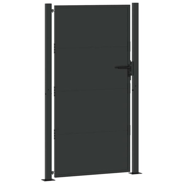 Garden Gate with Lock Black 100 x 200 cm Powder-coated steel