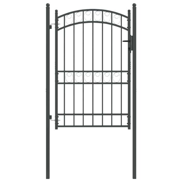 Fence Gate with Lock Grey 200 x 100 cm Powder-coated steel