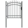 Fence Gate with Spikes Grey 125 x 100 cm Powder-coated steel