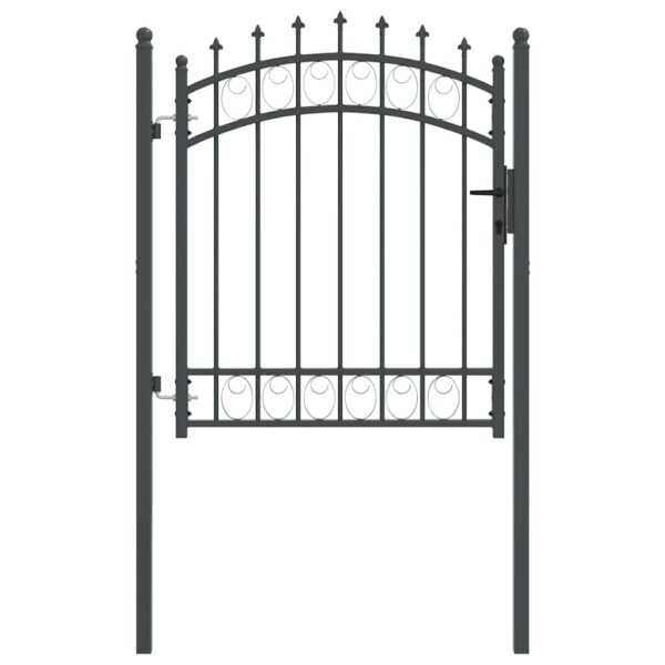 Fence Gate with Spikes Grey 125 x 100 cm Powder-coated steel