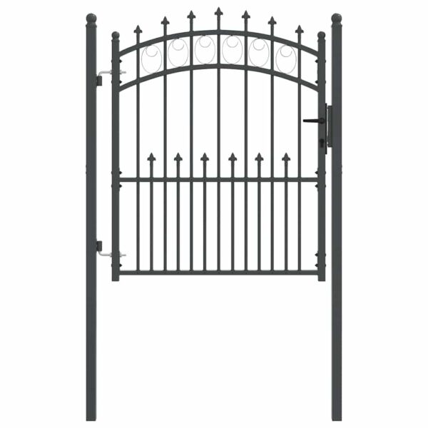 Fence Gate with Spikes Grey 125 x 100 cm Powder-coated steel