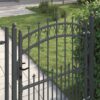 Fence Gate with Spikes Grey 150 x 100 cm Powder-coated steel