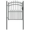 Fence Gate with Spikes Grey 150 x 100 cm Powder-coated steel