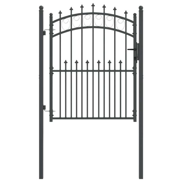 Fence Gate with Spikes Grey 150 x 100 cm Powder-coated steel