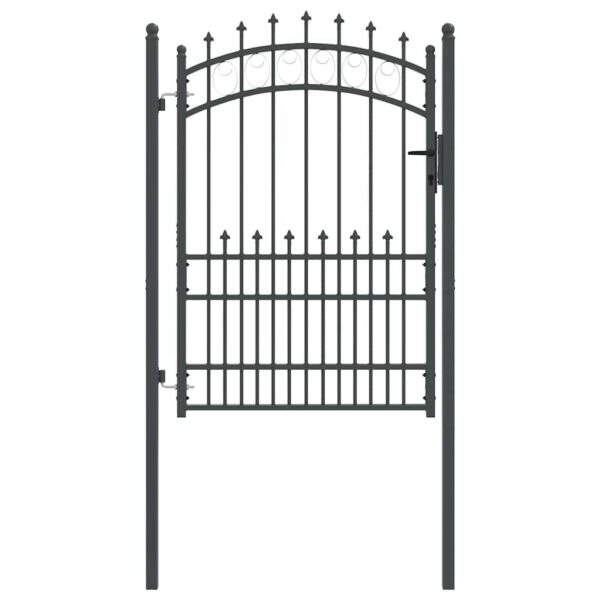 Fence Gate with Spikes Grey 170 x 100 cm Powder-coated steel