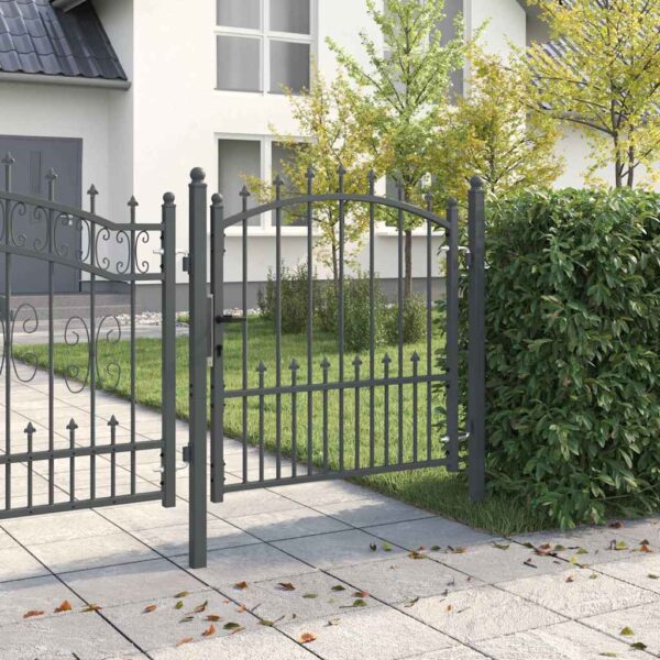 Fence Gate with Spikes Grey 100 x 100 cm Powder-coated steel