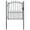 Fence Gate with Spikes Grey 125 x 100 cm Powder-coated steel