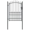 Fence Gate with Spikes Grey 170 x 100 cm Powder-coated steel