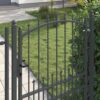 Fence Gate with Spikes Grey 200 x 100 cm Powder-coated steel
