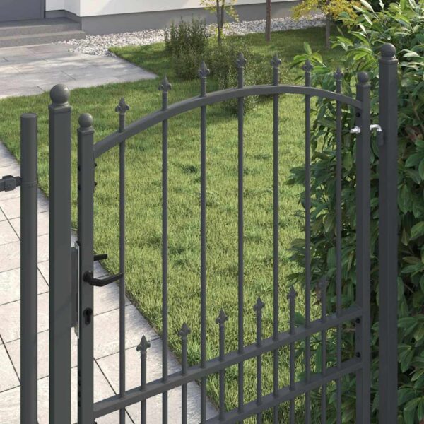 Fence Gate with Spikes Grey 200 x 100 cm Powder-coated steel