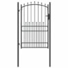 Fence Gate with Spikes Grey 200 x 100 cm Powder-coated steel