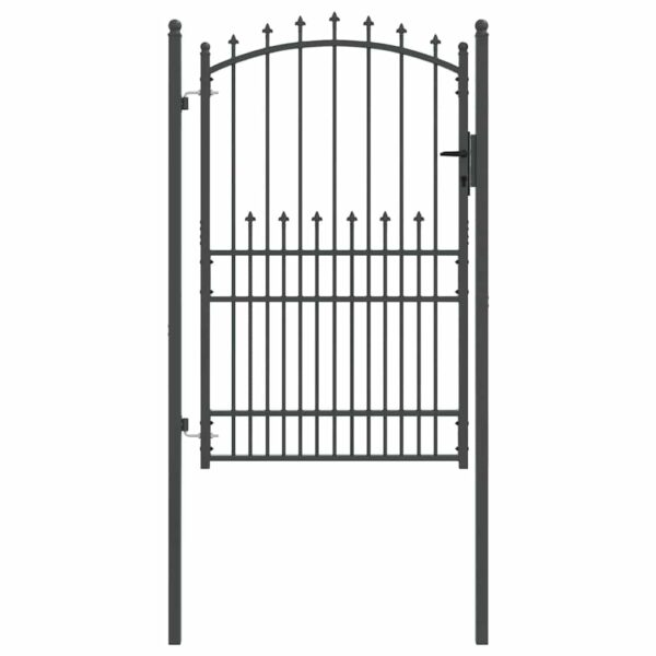 Fence Gate with Spikes Grey 200 x 100 cm Powder-coated steel