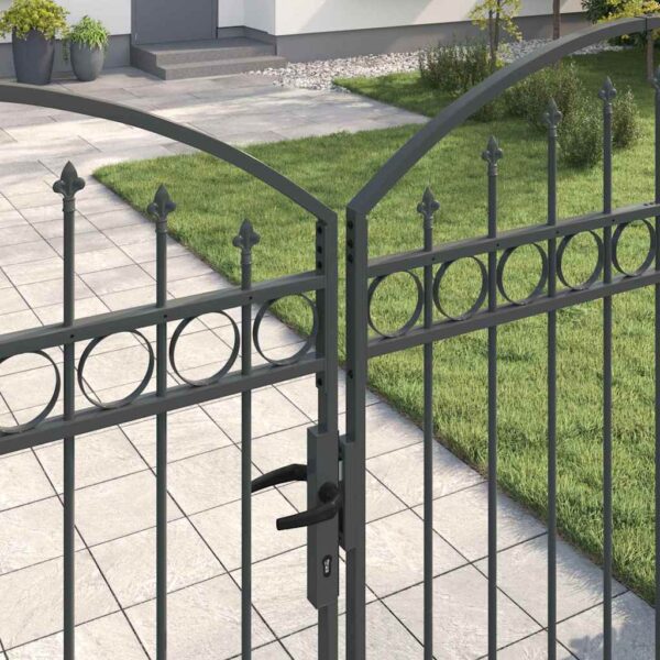 Fence gate with Lock Grey 300 x 200 cm Steel