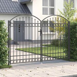 Fence gate with Lock Grey 300 x 200 cm Steel