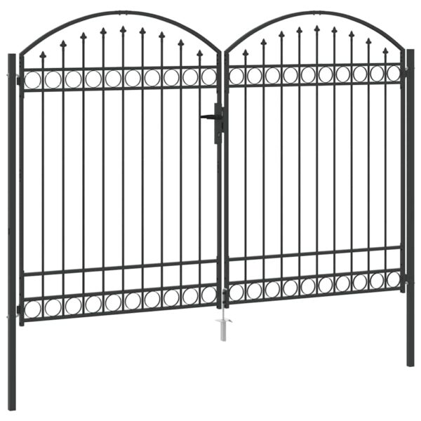 Fence gate with Lock Grey 300 x 200 cm Steel