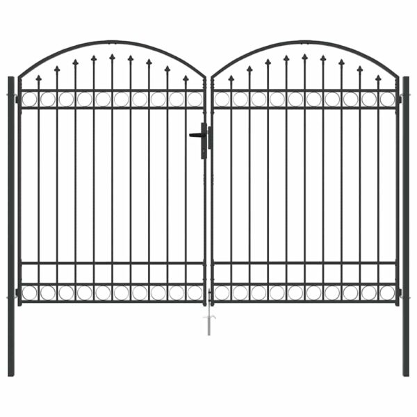 Fence gate with Lock Grey 300 x 200 cm Steel