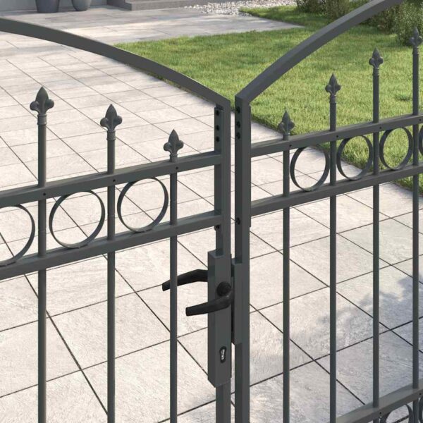 Fence gate with Lock Grey 400 x 125 cm Steel