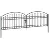 Fence gate with Lock Grey 400 x 125 cm Steel