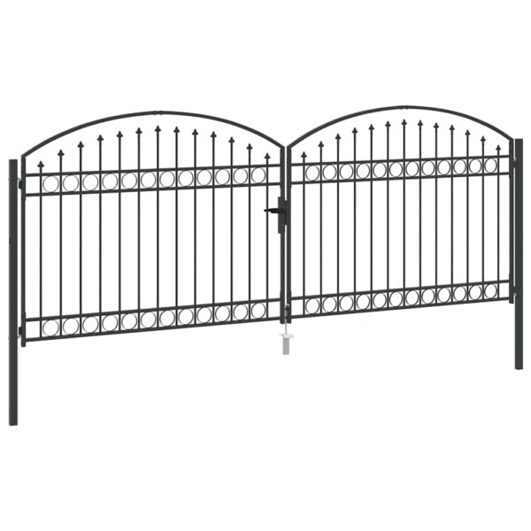 Fence gate with Lock Grey 400 x 150 cm Steel