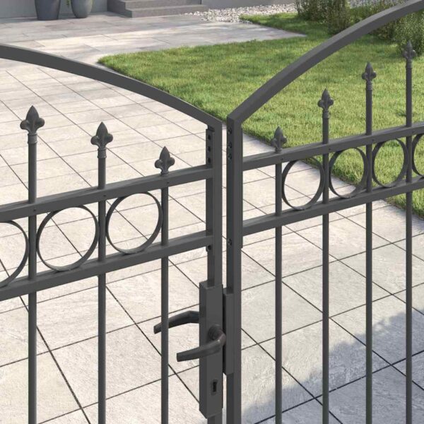 Fence gate with Lock Grey 400 x 175 cm Steel