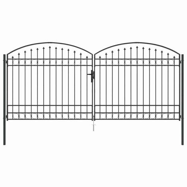 Fence gate with Lock Grey 400 x 175 cm Steel