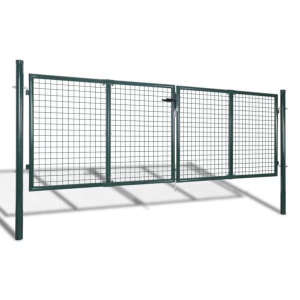 Fence Gate Steel 306x125 cm Green